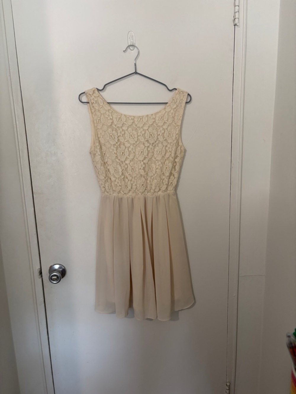 Alythea Cream Lace Bodice Chiffon Mini Dress